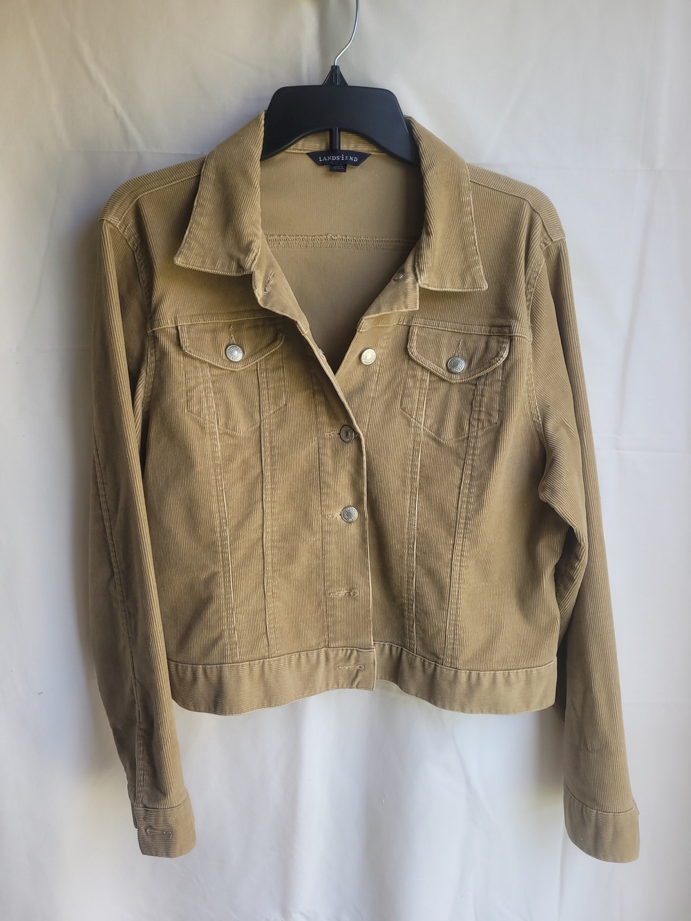 Lands' End Women's Tan Corduroy Jean Jacket Size L/P 14/16
